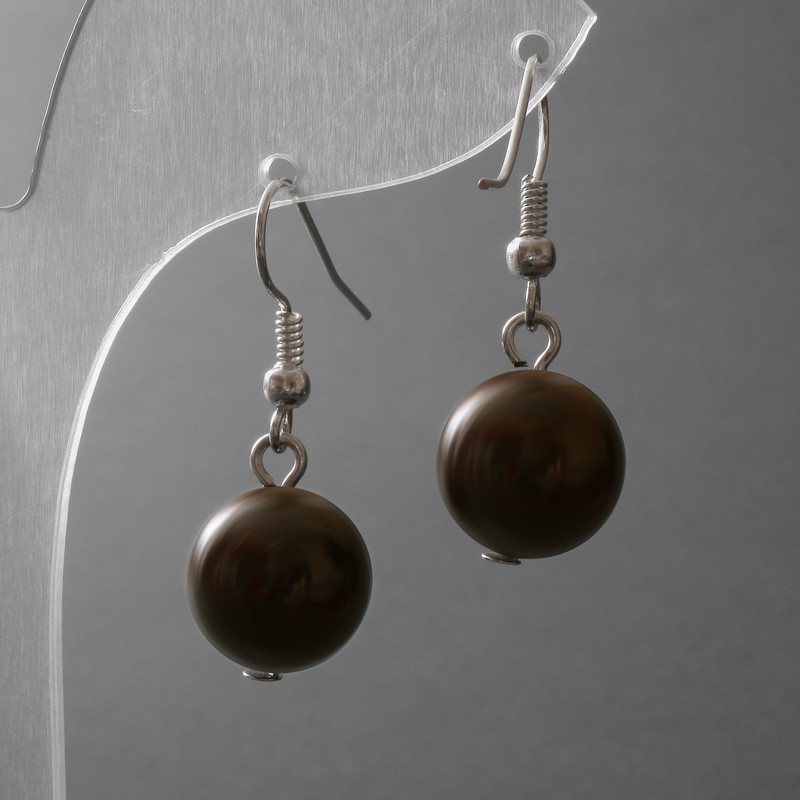 Kolczyki z naturalnego granatu – gładka kulka, średnica 12 mm, długość 33 mm