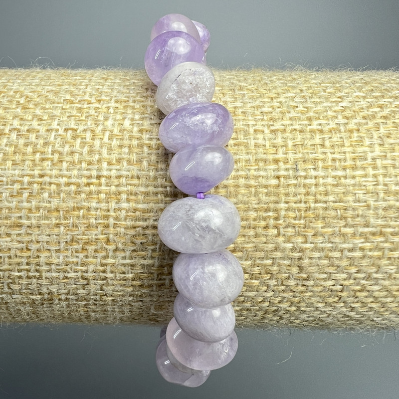 Bransoleta z lawendowego ametystu, naturalny kamień fasetowany, średnica 10×7 mm, długość 18 cm (rozciągliwa)