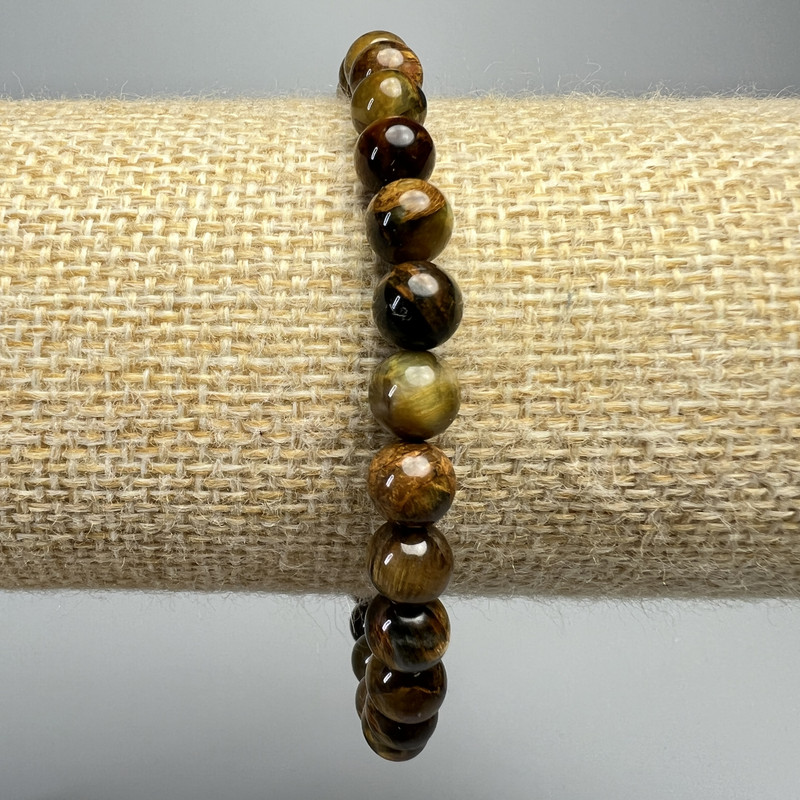 Bransoletka z żółtego pietersytu, naturalny kamień, gładkie kule, średnica 6,5 mm, długość 18 cm, elastyczna