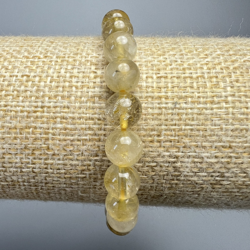 Bransoletka z kwarcu rutylowego włoskistego, naturalny kamień, gładkie kuleczki, średnica 8 mm, długość 18 cm ± (rozciągana)