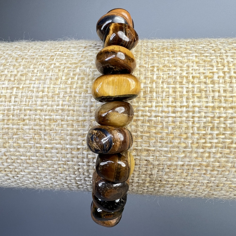 Bransoletka z Tygrysiego Oka, naturalny kamień, duże fasetowane kulki, średnica 10×7 mm, długość 18 cm, elastyczna