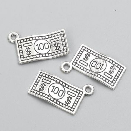 Zawieszka do biżuterii „Pieniądze” 7×13 mm, opakowanie 25 szt.