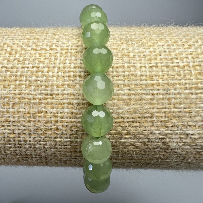 Bransoletka z prenitu, naturalny kamień, fasetowana kula, średnica 8 mm +/-, długość 18 cm +/- (elastyczna)