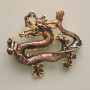 Broszka-wisiorek Smok z brązową emalią, metal złocisty 47×41 mm