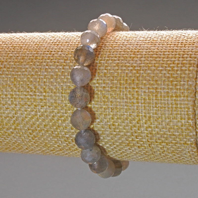 Bransoletka z labradorytu, naturalny kamień, fasetowane kuleczki o średnicy 8 mm, długość 18 cm (elastyczna)