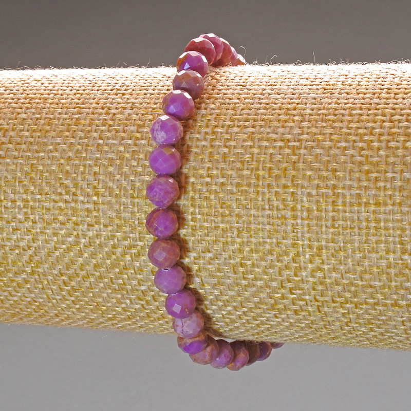 Bransoletka z fosfosyderytu z naturalnego kamienia, fasetowana kulka, średnica 6 mm, długość 18 cm (rozciągana)