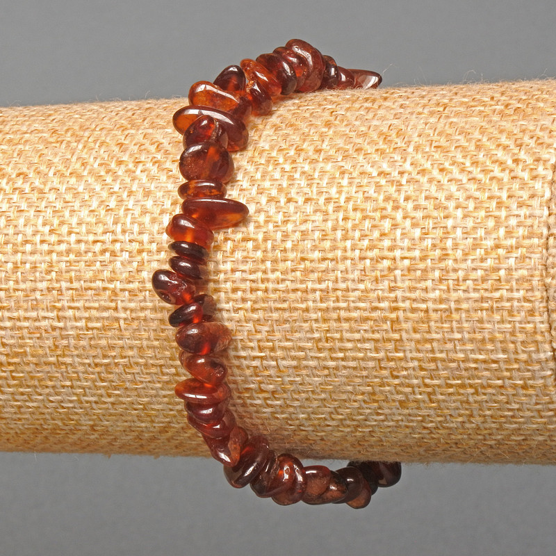 Bransoletka z granatu gessonitu, naturalny kamień, drobiny, średnica 6×3 mm, długość 18 cm (elastyczna)
