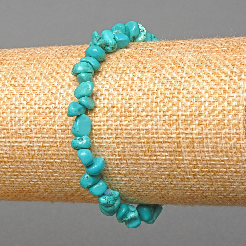 Bransoletka z turkusu – błękitne drobiny, średnica 6x4 mm, długość 18 cm (rozciągliwa)