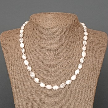 Naszyjnik z howlit – naturalny kamień owalny, średnica 8×10 mm, długość 48 cm