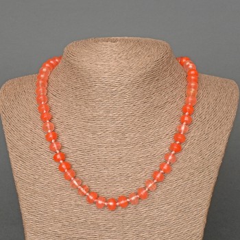 Naszyjnik z chalcedonu, naturalny kamień, gładkie rondelki o średnicy 9×7 mm, długość 49 cm+