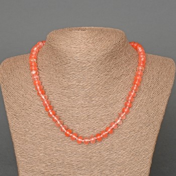 Naszyjnik z chalcedonu, naturalny kamień, gładkie rondelki, średnica 8×5 mm, długość 46 cm