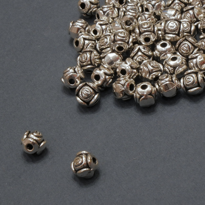 Okucia - koralik-wkładka wewnętrzna, średnica 1,2 mm +/-; średnica 5 mm +/- opakowanie 20 g 54 szt. (+/-)