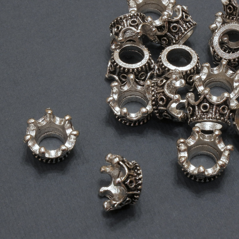 Końcówka z osprzętu «Korona» kolor metalu: srebro, średnica 11×6 (+ -) mm, opakowanie 20 g 17 szt. (+ -)