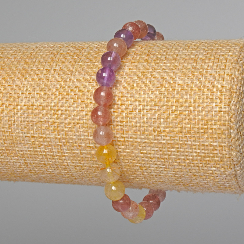 Bransoletka Asorty z naturalnych kamieni, gładkie kule o średnicy 6,5 mm, długość 18 cm, elastyczna