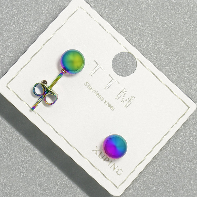 Kolczyki sztyftowe Xuping z odcieniem „benzyna”, średnica 6 mm