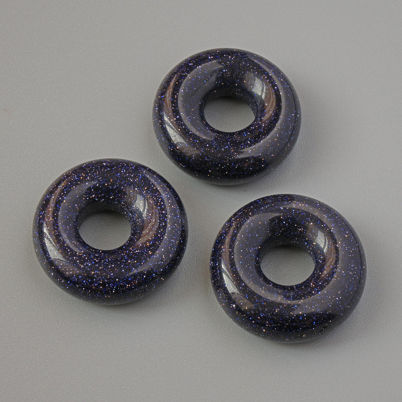 Koralik Pandora z awenturytem, Niebieski Piasek Nocy Kairu (syntetyczny), średnica 15×5 mm, otwór 5,2 mm+