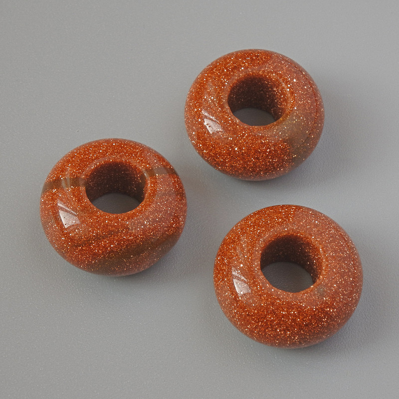 Koralik Pandora awenturyn Złoty Piasek (syntetyczny), średnica 14×7 mm, średnica otworu 5,5 mm+