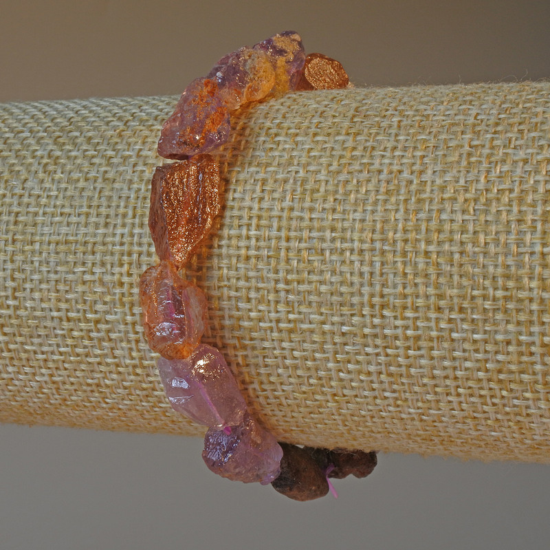 Bransoletka z ametystu i kwarcu truskawkowego