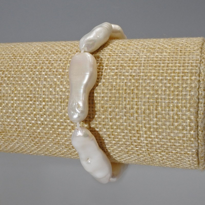 Bransoletka z pereł barokowych z odcieniem benzynowym, średnica 10×26 mm, ± długość 18 cm ± (rozciągliwa)