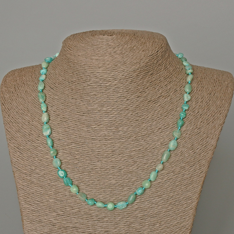 Naszyjnik z larimaru, naturalny kamień fasetowany, średnica 6×8 mm ±, długość 49 cm ±