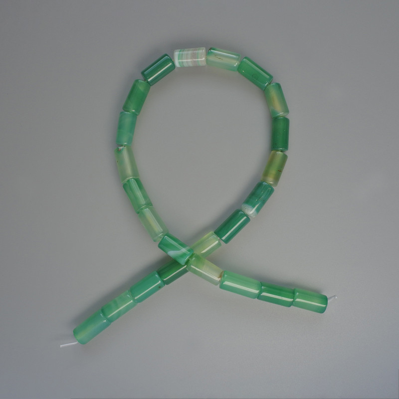 Koraliki agatu limonkowego z naturalnego kamienia, cylindryczne, średnica 8×16 mm, długość 38 cm na żyłce