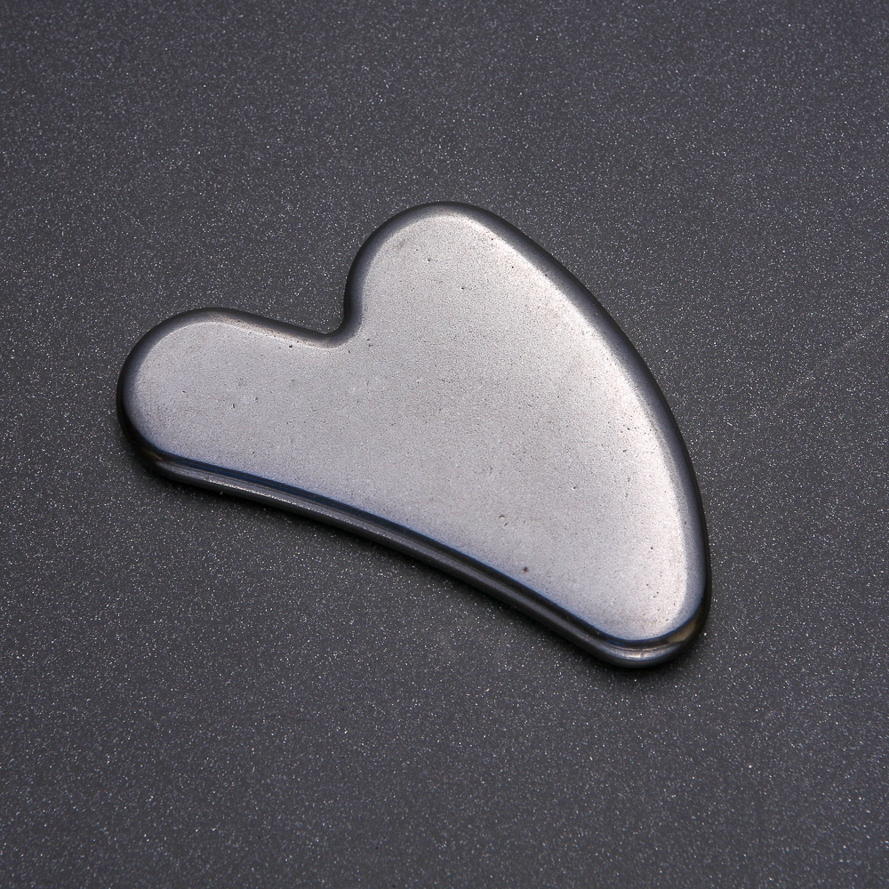 Masażer-skrobak Gua Sha z hematytu, naturalny kamień, 80×55 mm +
