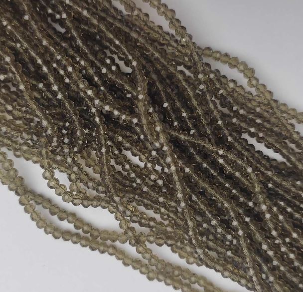 Kryształ czeski koraliki rondel szampański, przezroczysty, 3,5×2,5 mm, długość 38 cm, na nici