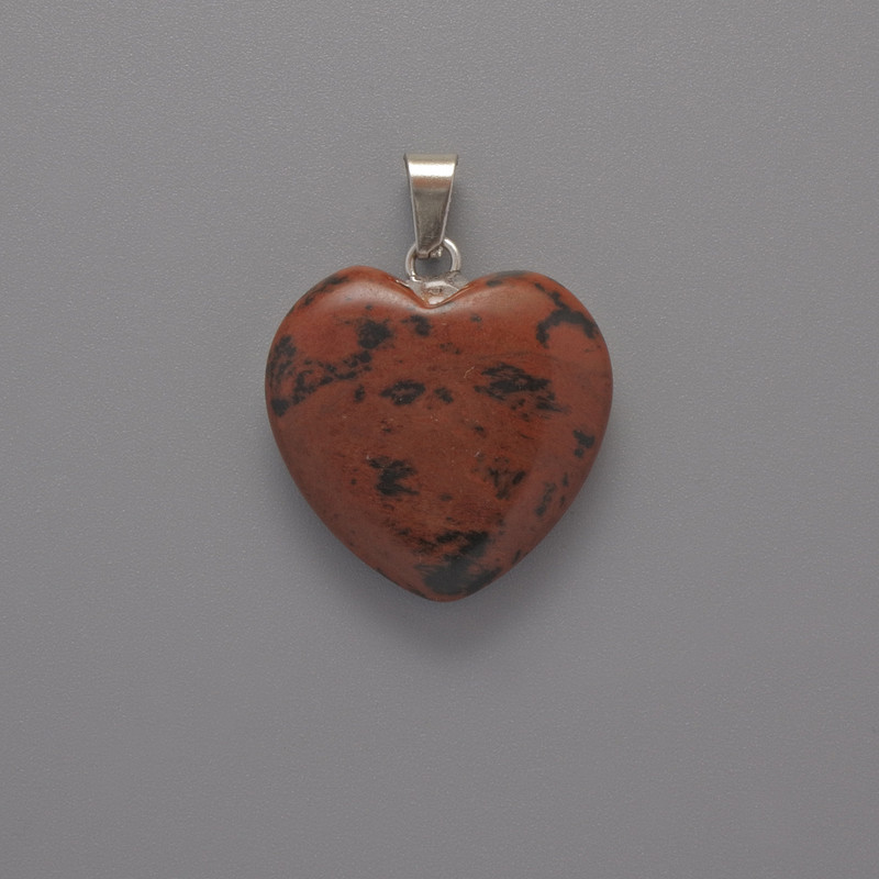 Wisiorek Serce z obsydianu, średnica 20×20×6 mm, długość 28 mm