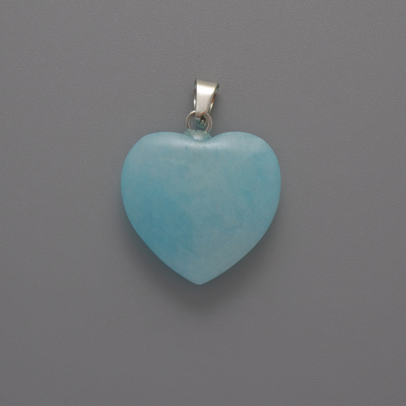 Wisiorek Serce z akwamarynem, średnica 20×20×6 mm, długość 28 mm±