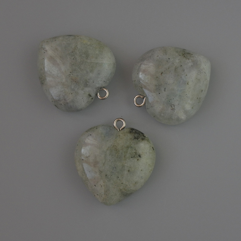 Wisiorek «Serce» z labradorytu, średnica 27×25 mm+