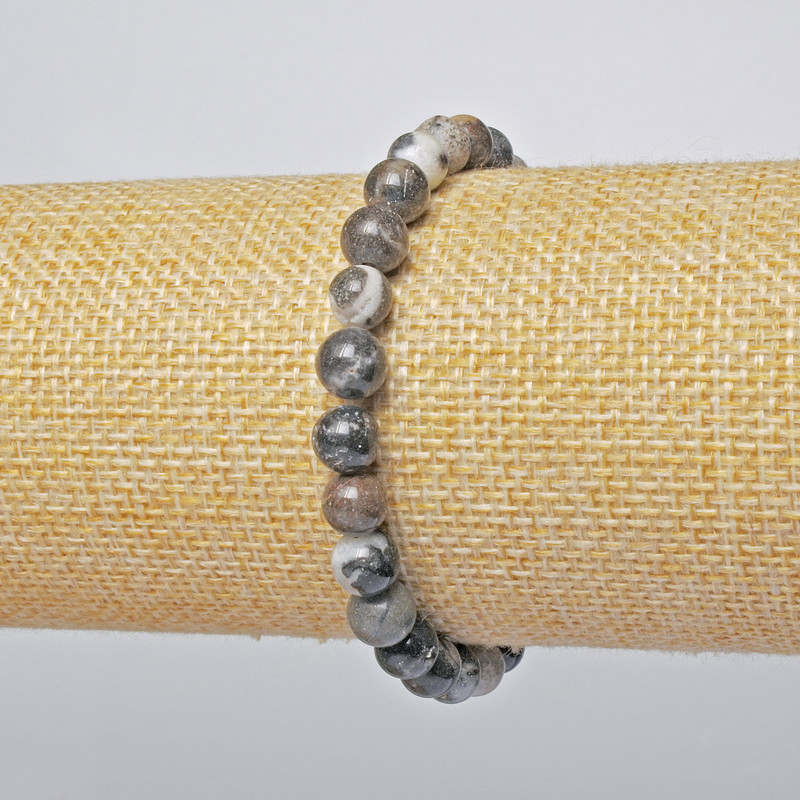 Bransoletka z jaspisu, naturalny kamień, gładkie kulki, średnica 6,5 mm, długość 18 cm (elastyczna)