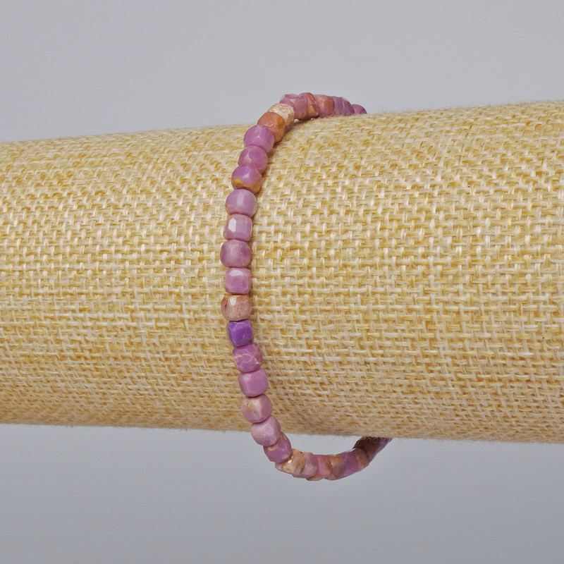 Bransoletka z fosfosyderytu, naturalny kamień, fasetowane kostki o średnicy 4 mm, długość 18 cm, elastyczna