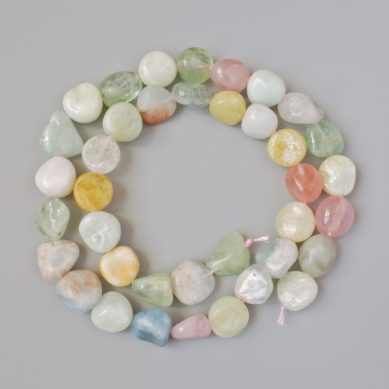 Koraliki z morganitu z naturalnego kamienia, fasetowane, średnica 10x11 mm, długość około 39 cm, na nitce