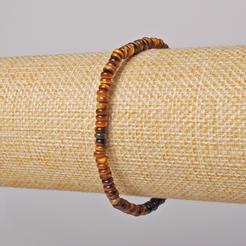 Bransoletka z tygrysiego oka, naturalny kamień, gładkie rondele, średnica 4×2 mm, długość 18 cm ± (rozciągliwa)