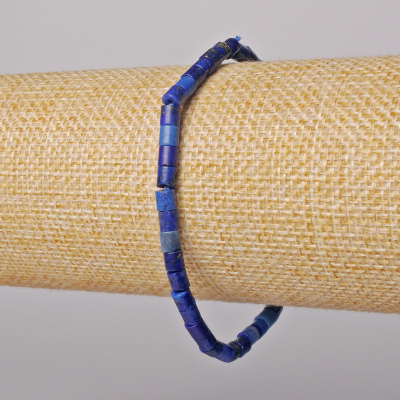 Bransoletka z lazurytu, naturalny kamień, fasetowana, koraliki o wymiarach 4×4 mm, długość około 18 cm (elastyczna)