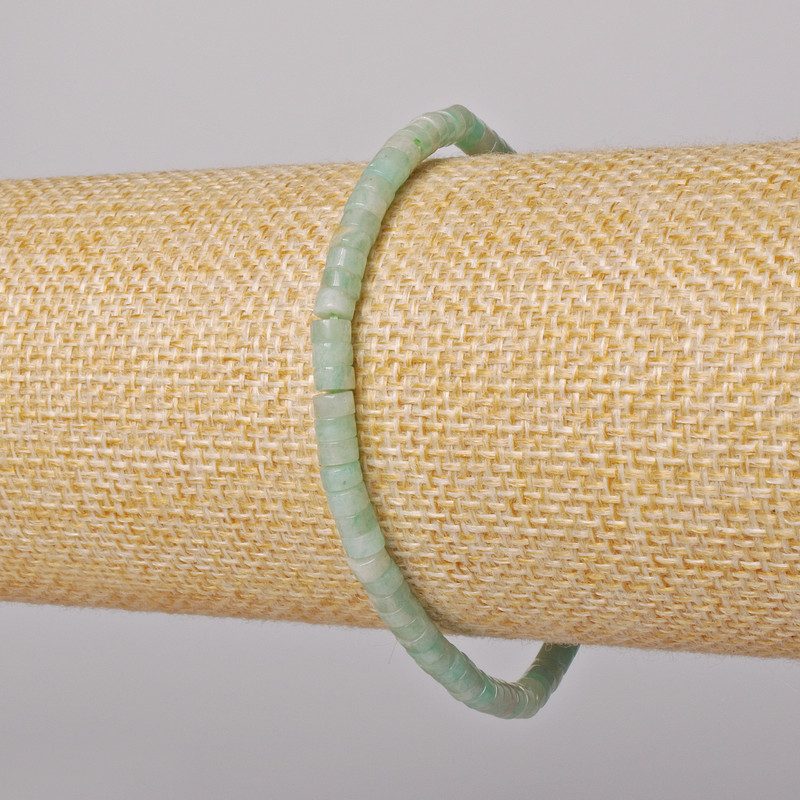 Bransoletka z amazonitu, naturalny kamień, fasetowany szlif, średnica 4×2 mm, długość 18 cm ± (rozciągana)