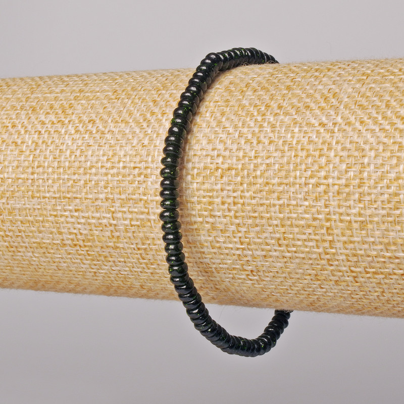 Bransoletka z zielonego awenturynu syntetycznego gładki rondel, średnica 4×2 mm, długość 18 cm +/- (rozciągana)