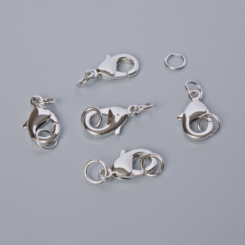 Zapięcie karabińkowe, średnica 10×5 mm, kolor srebrny, 1 szt.