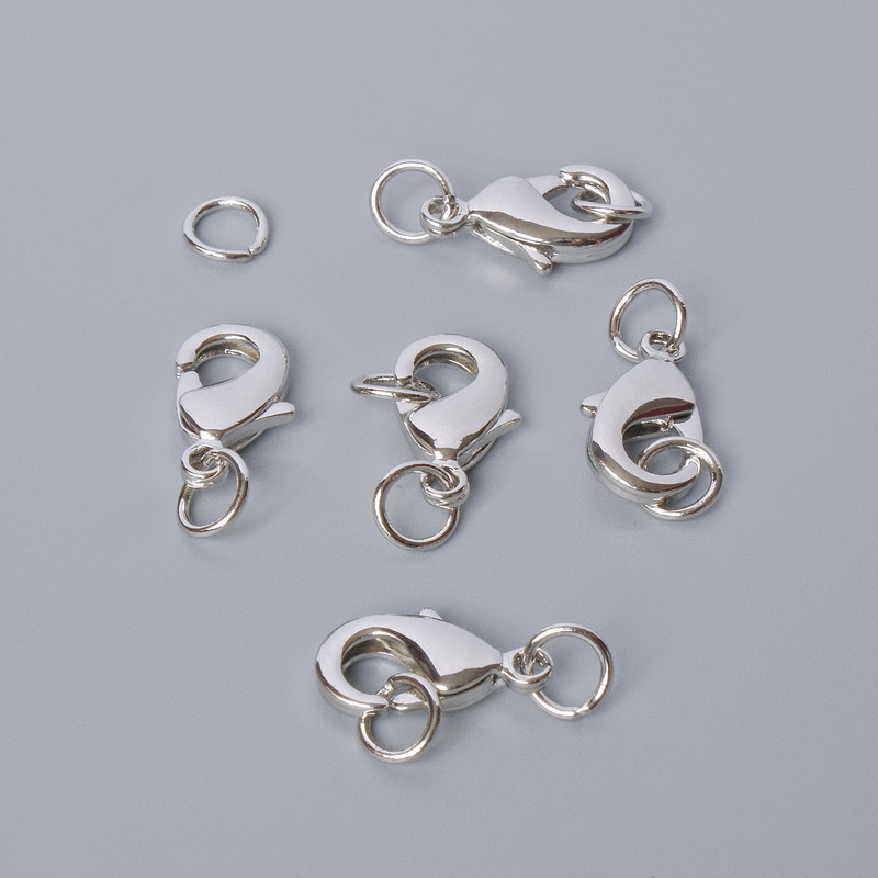 Zapięcie karabinkowe, średnica 15×8 mm, srebrny kolor metalu, 1 szt.