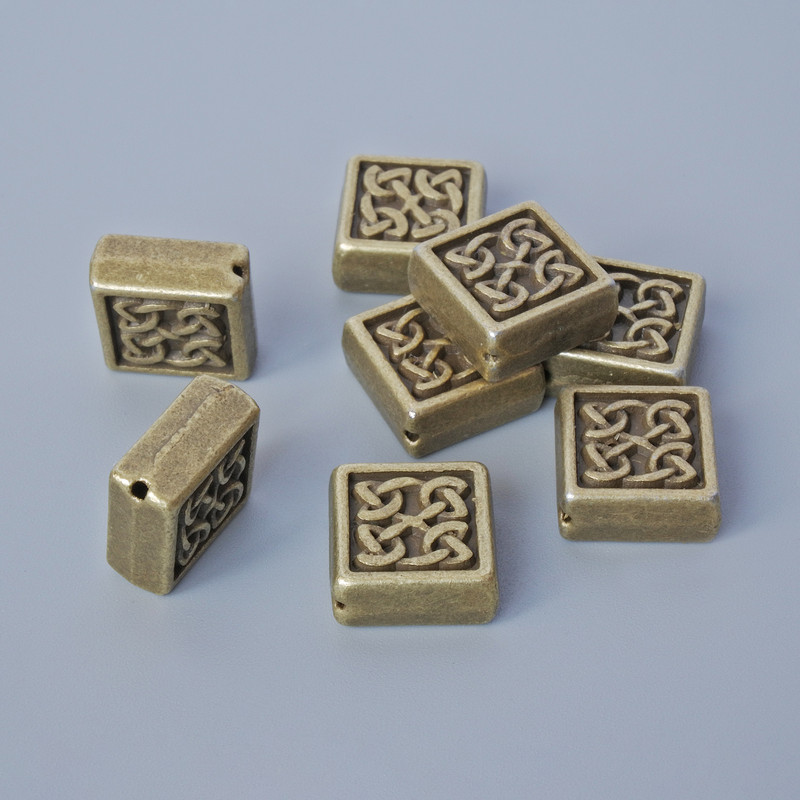 Brązowe okucie koralikowe-wkładka, średnica 10,5×5 mm, średnica otworu 0,7 mm, opakowanie 8 szt. ±, kolor metalu: brązowy