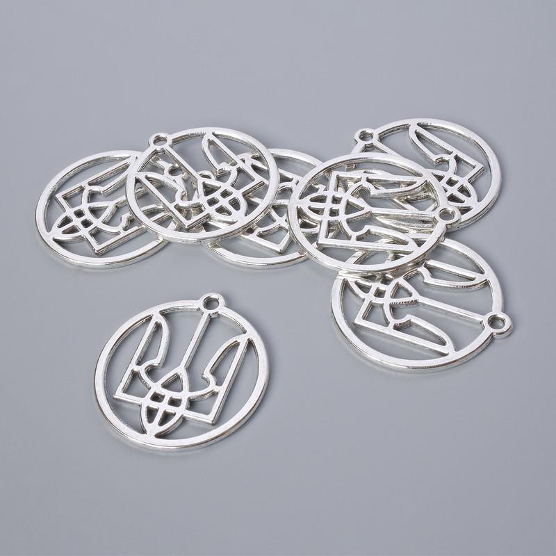 Zawieszka do biżuterii «Herb», wymiary 26,5×25 mm, średnica otworu 1,9 mm, opakowanie 7 szt. ±, kolor metalu srebrzysty