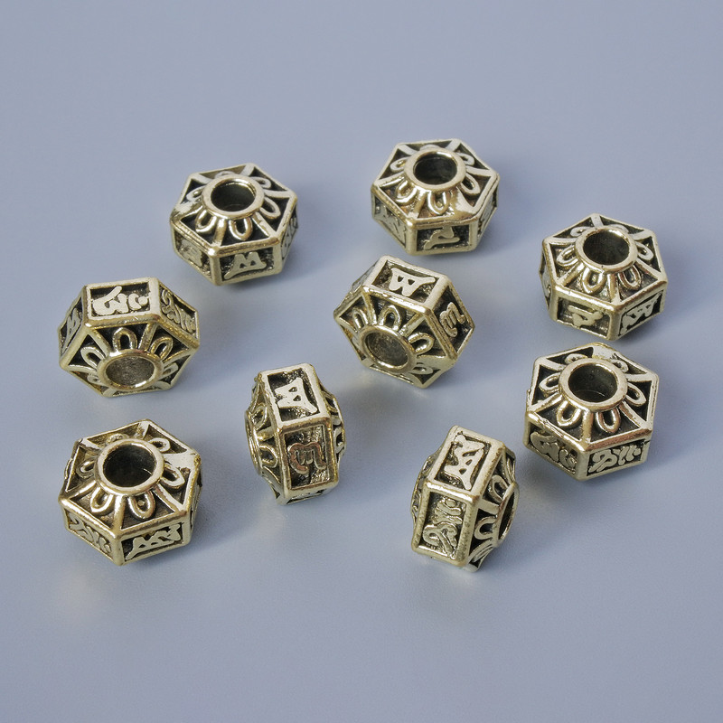 Okucia jubilerskie — wkładka koralikowa, średnica 7×10 mm, średnica otworu 3,5 mm, opakowanie 9 szt. ± 20 g ± jasnozłoty kolor metalu