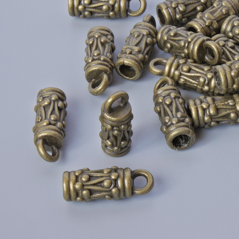 Końcówka do biżuterii, średnica 13×5 mm, średnica otworu 2 mm i 2,7 mm, opakowanie 20 szt., kolor metalu: brązowy