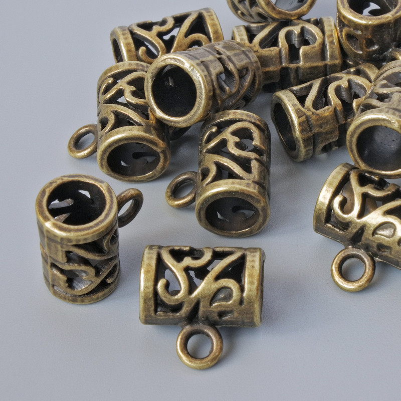 Uchwyt bajla, średnica 11×7,5 mm, średnica otworu 2,1 mm, długość 11 mm, opakowanie 14 szt. ± kolor metalu brązowy