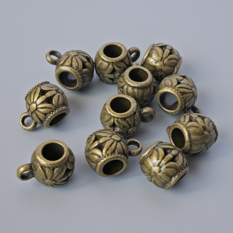 Uchwyt bail, wymiary 9×9 mm, średnica otworu 2,1 mm, 4,4 mm, długość 13 mm, zestaw 11 szt. ± kolor metalu: brązowy