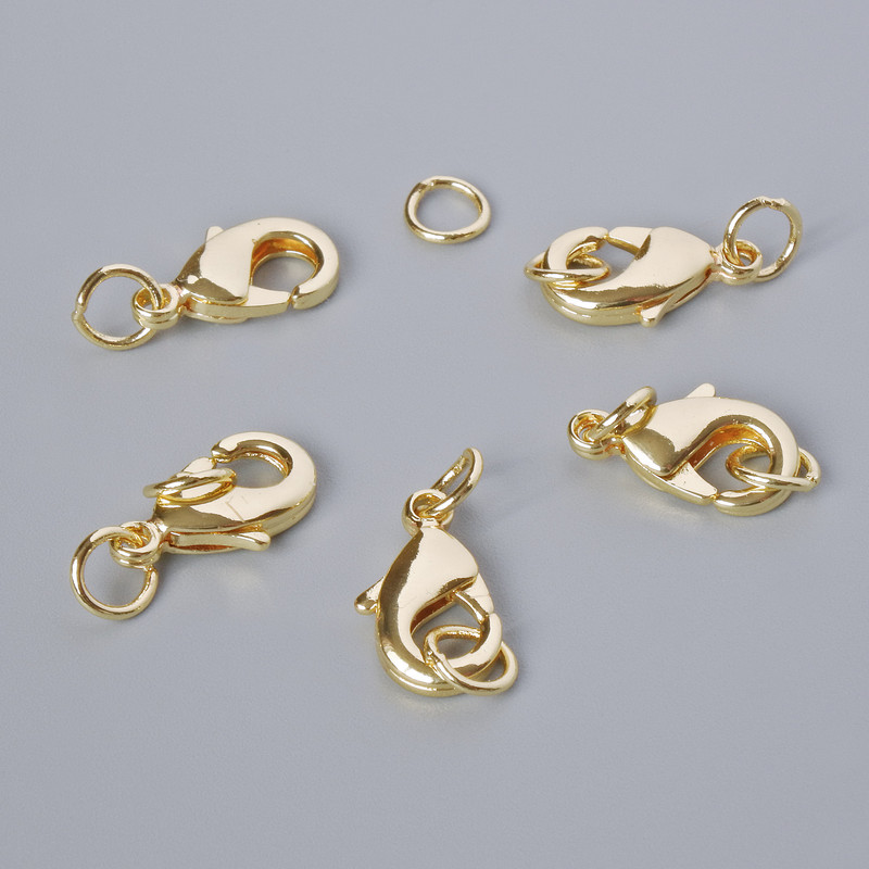 Zapięcie karabinkowe, średnica 12×6 mm, kolor złoty metalu, 1 szt.