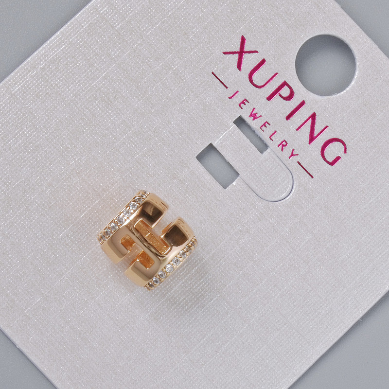 Koralik Xuping z białymi strassami, średnica 8,5×8,5 mm, otwór 4,7 mm, pozłacany 18K
