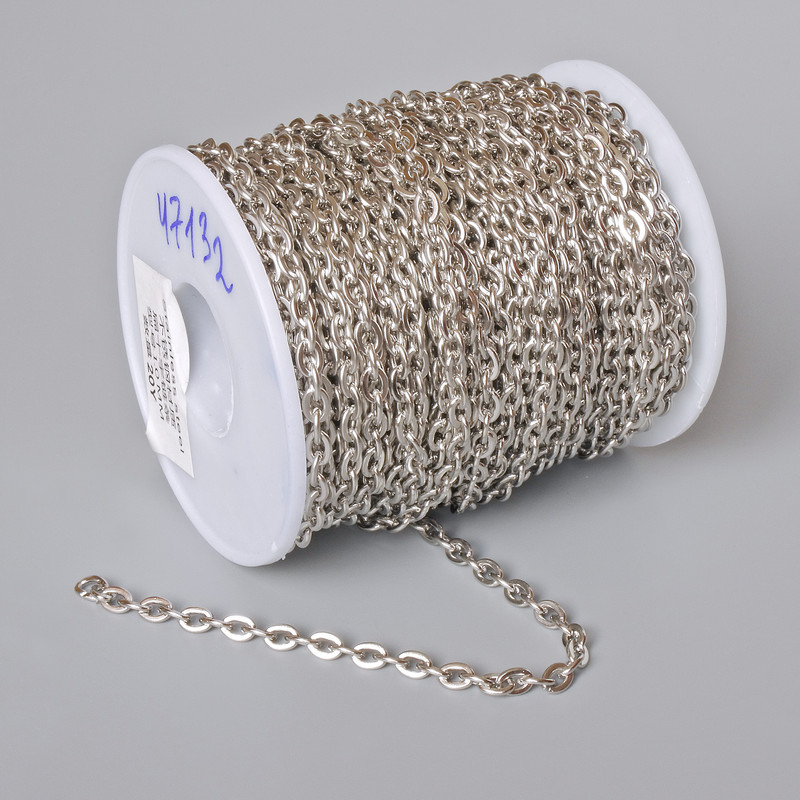 Bobina łańcuszka do biżuterii, grubość 3,6 mm, długość 18 m, stal nierdzewna