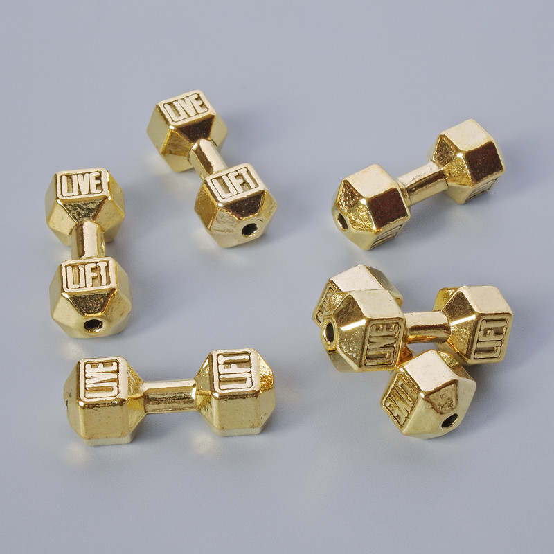 Koralik hantlowy, średnica 8×19,5 mm, opakowanie 6 szt. +/- złoty kolor metalu