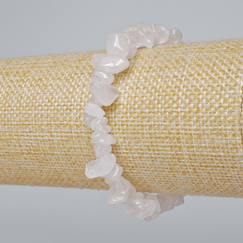 Bransoletka z górskiego kryształu, drobinki naturalnego kamienia, średnica 9×4 mm, długość 18 cm ± (elastyczny)